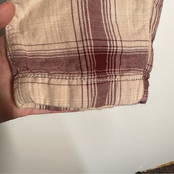 Free People Maroon Plaid Button Fly Utility Cargo Pants Sz 2 - Picture 4 of 11